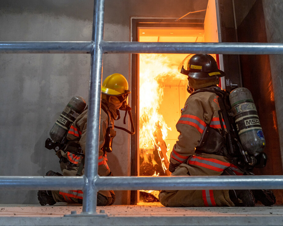 Firemedics participating in training